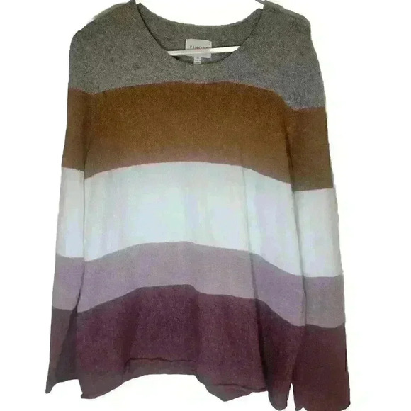 Pinque Women's Sweater Size XL Crew Neck Pullover Colorblock Striped - Picture 1 of 5